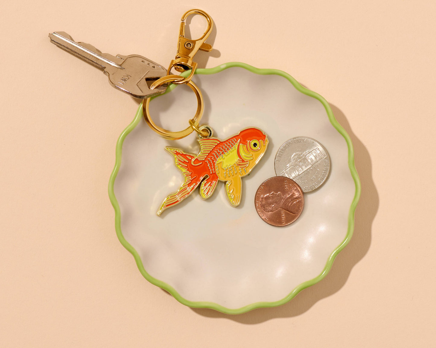 Enamel Keychain & Bag Charm—Pet Goldfish (Fish Trend, Gift)