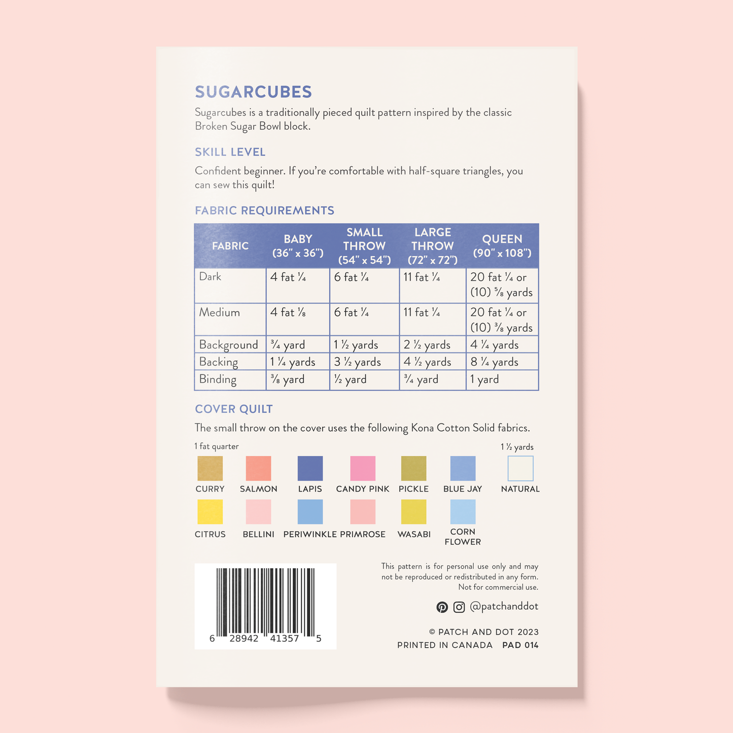 Sugarcubes Printed Quilt Pattern