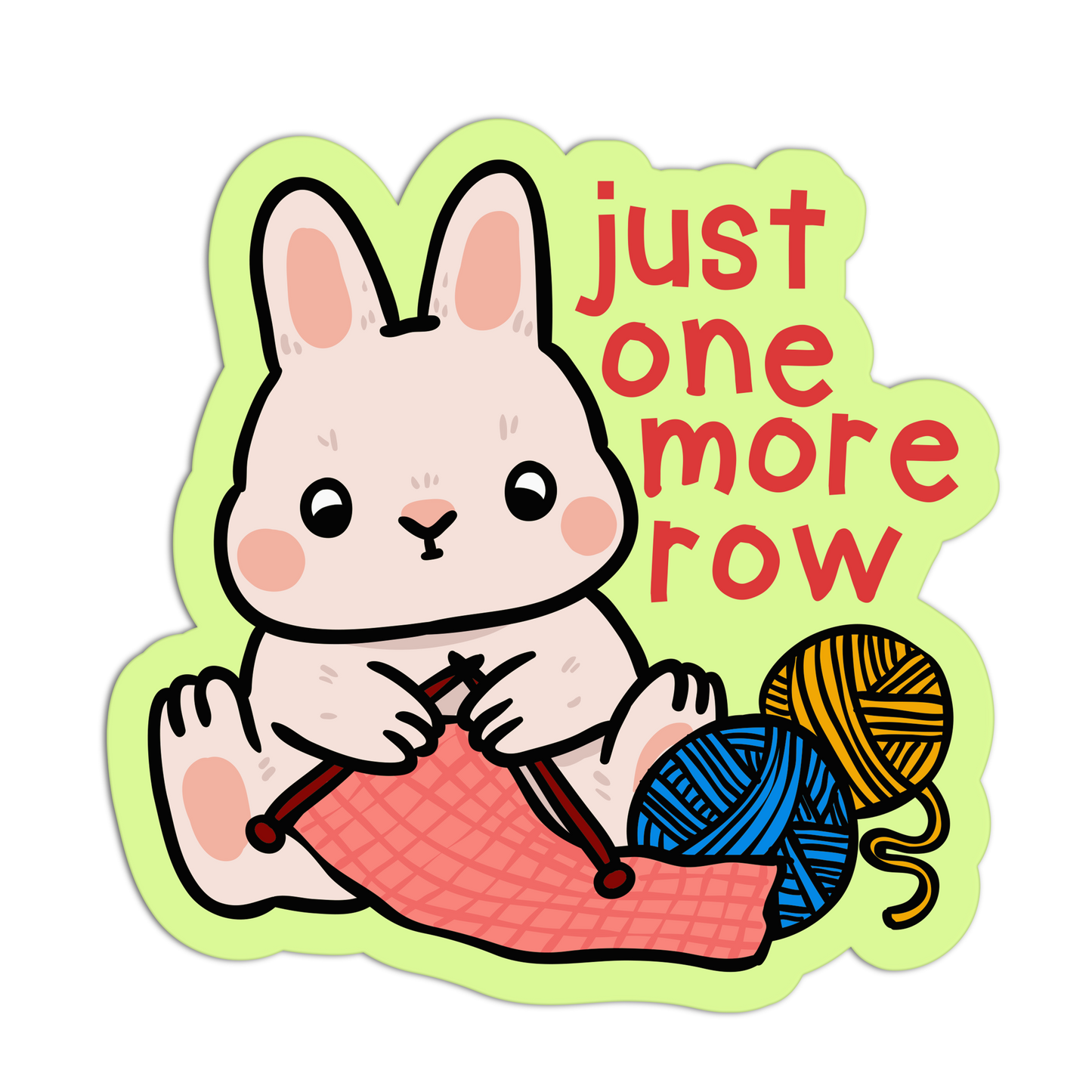 Just One More Row Funny Hobbies Textured Stickers