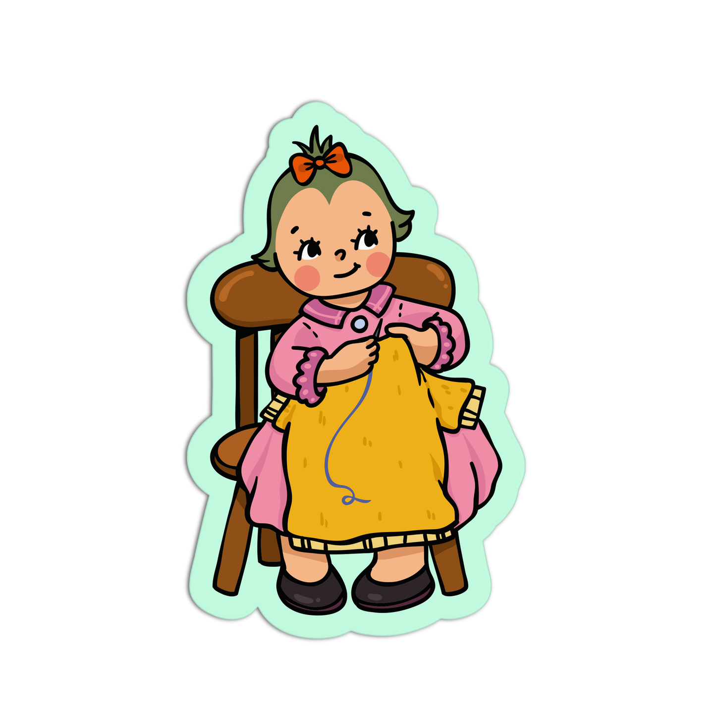 Stitch By Stitch Retro Babies Sewing and Knitting Sticker