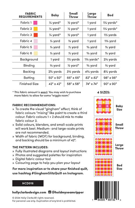 Gingham Glitz Quilt Printed Pattern