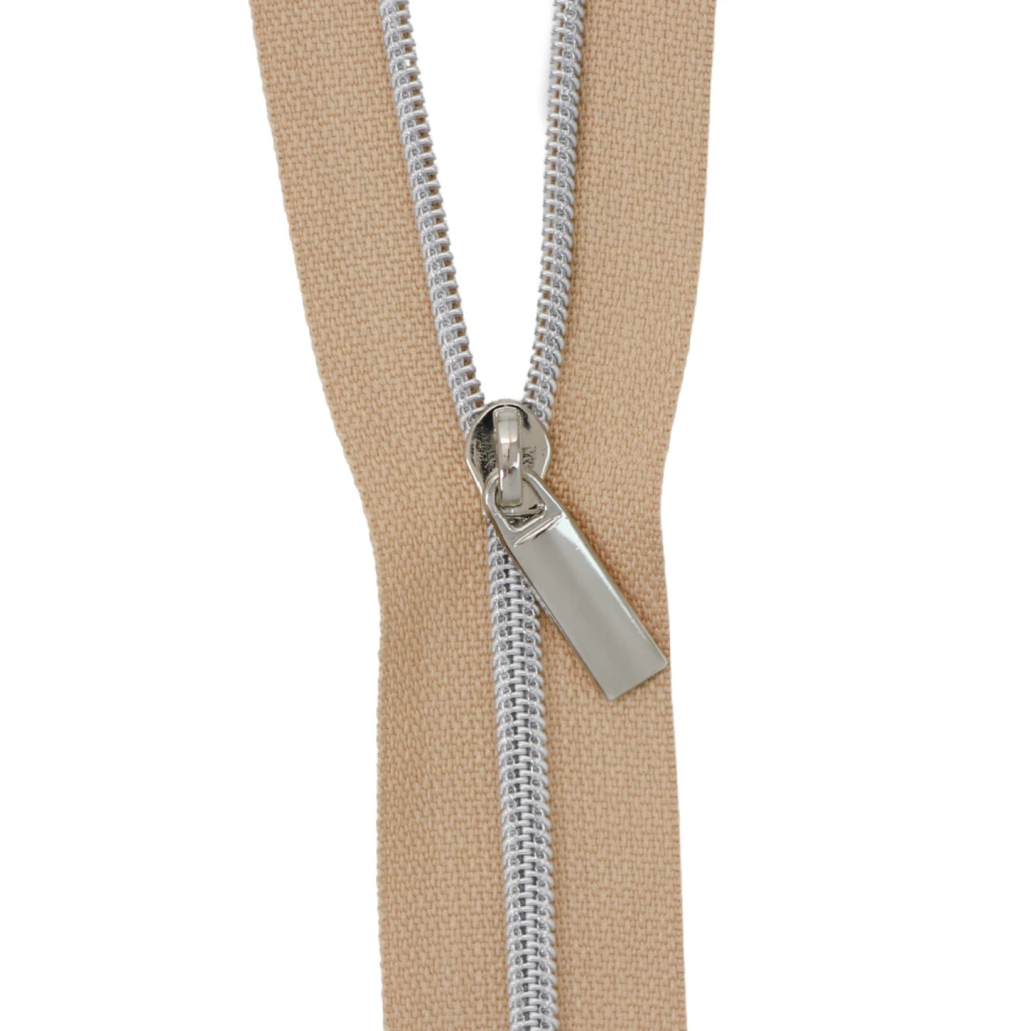 Natural #3 Nylon Nickel Coil Zippers: 3 Yards with 9 Pulls