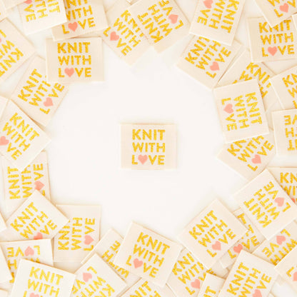 Knit with Love Woven Labels - Knitting Sewing Clothing Label