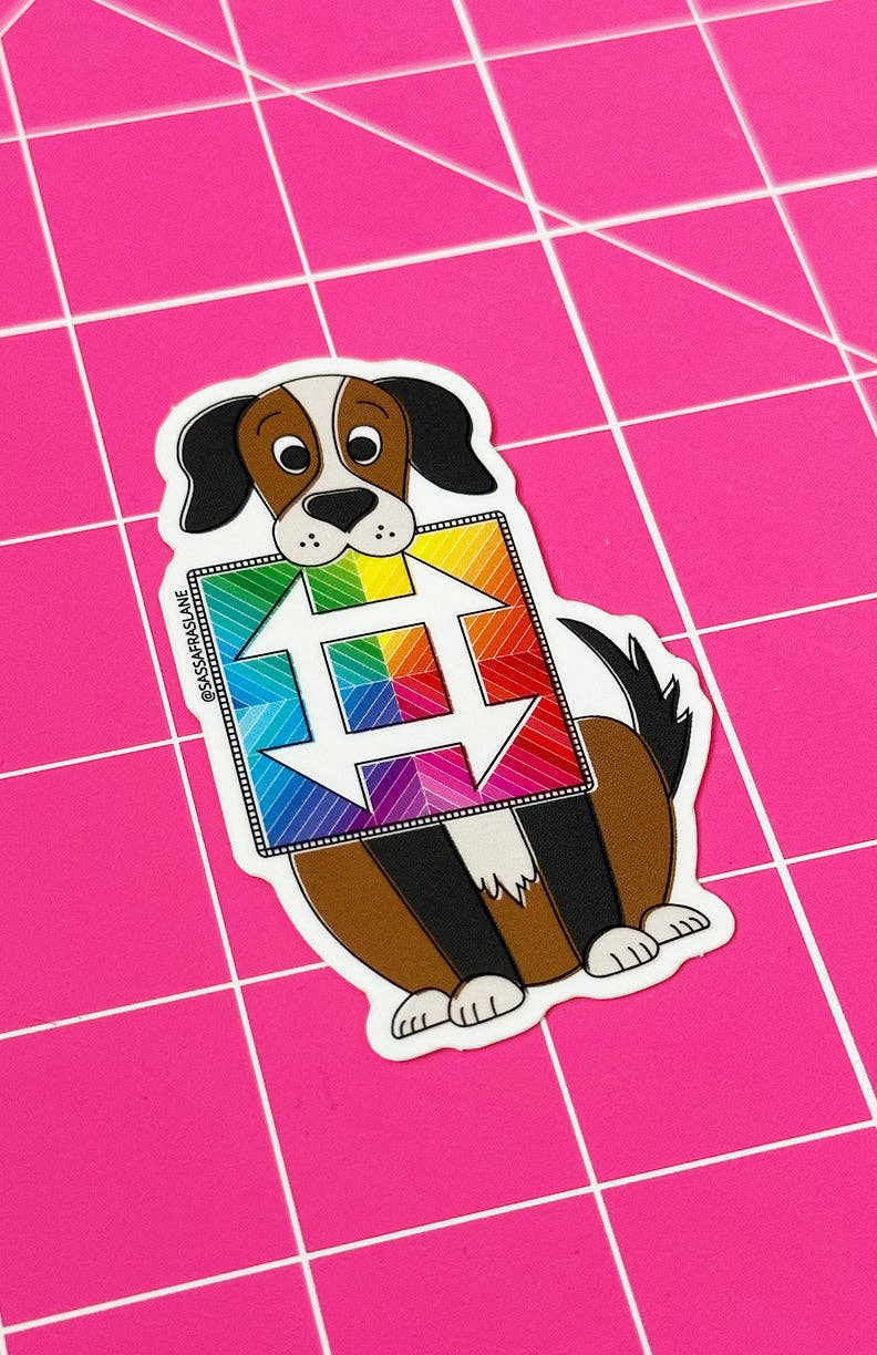 Dog & Mini Churndash Court Quilt Sticker