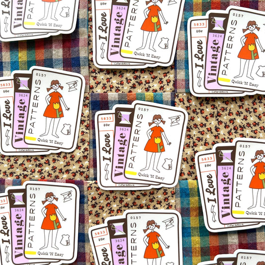 I Love Vintage Patterns Sticker