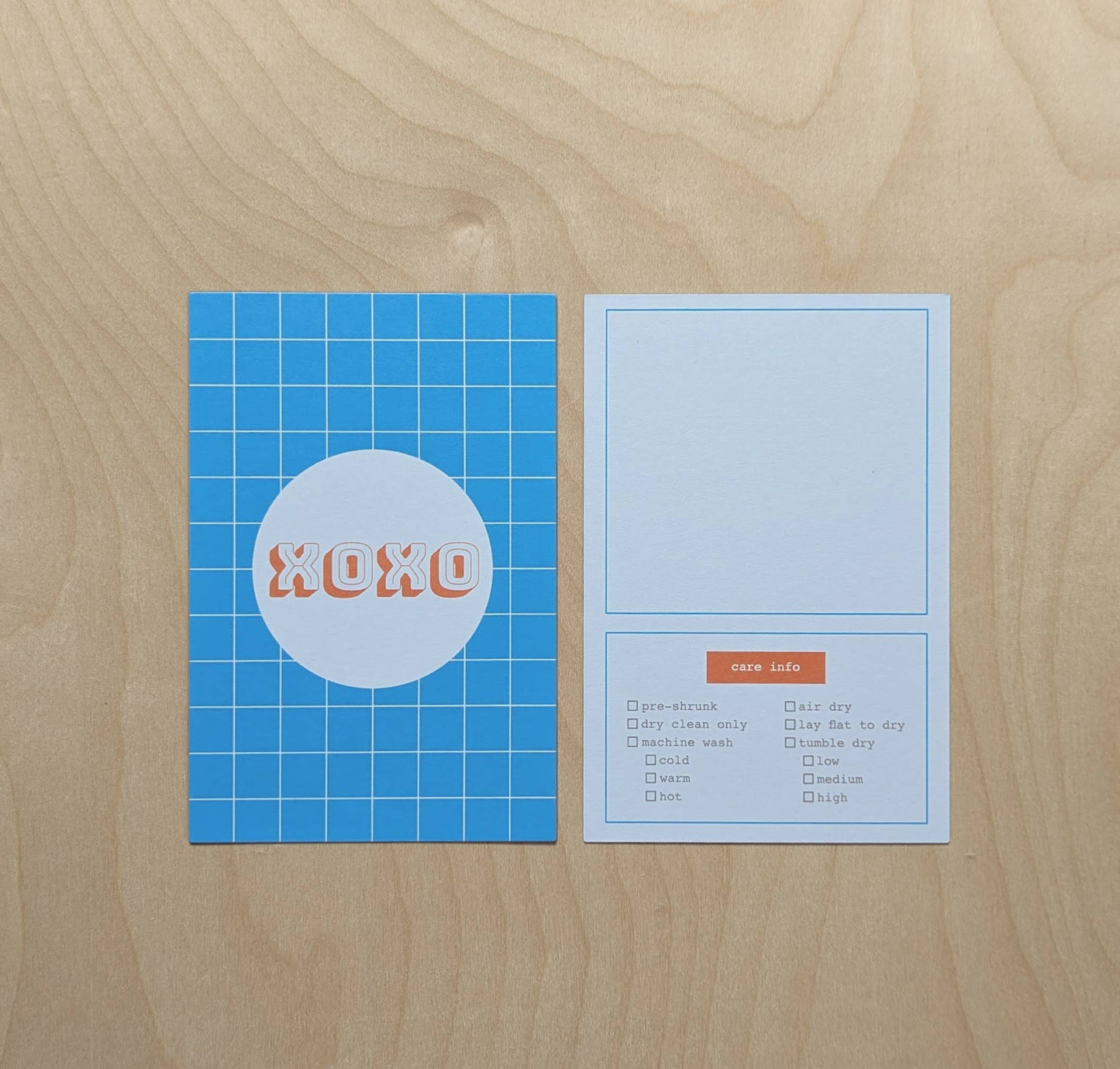 Cards with Care Instructions for Knit & Sewn Gifts: Blue