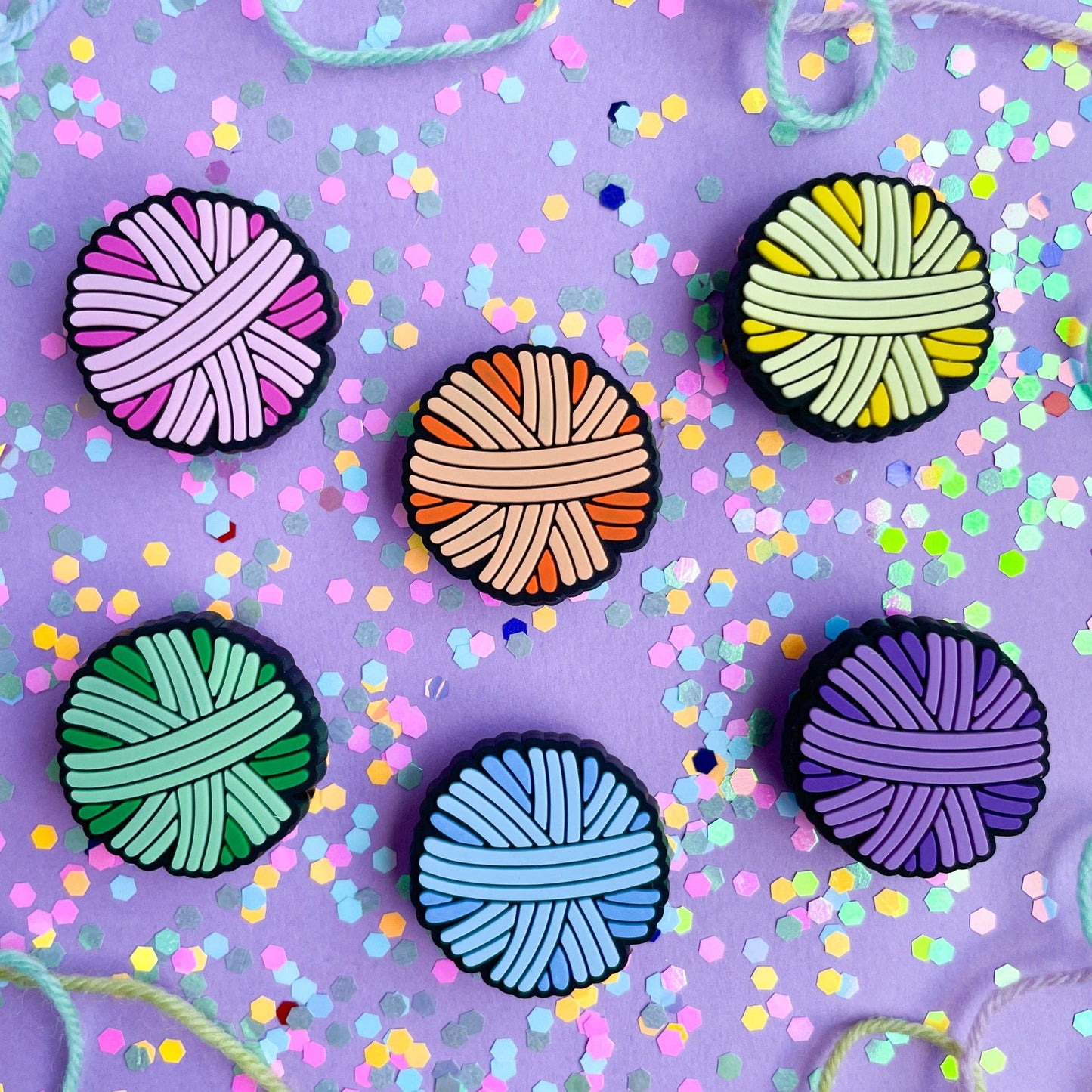 Rainbow Yarn Ball Shoe Charm Set