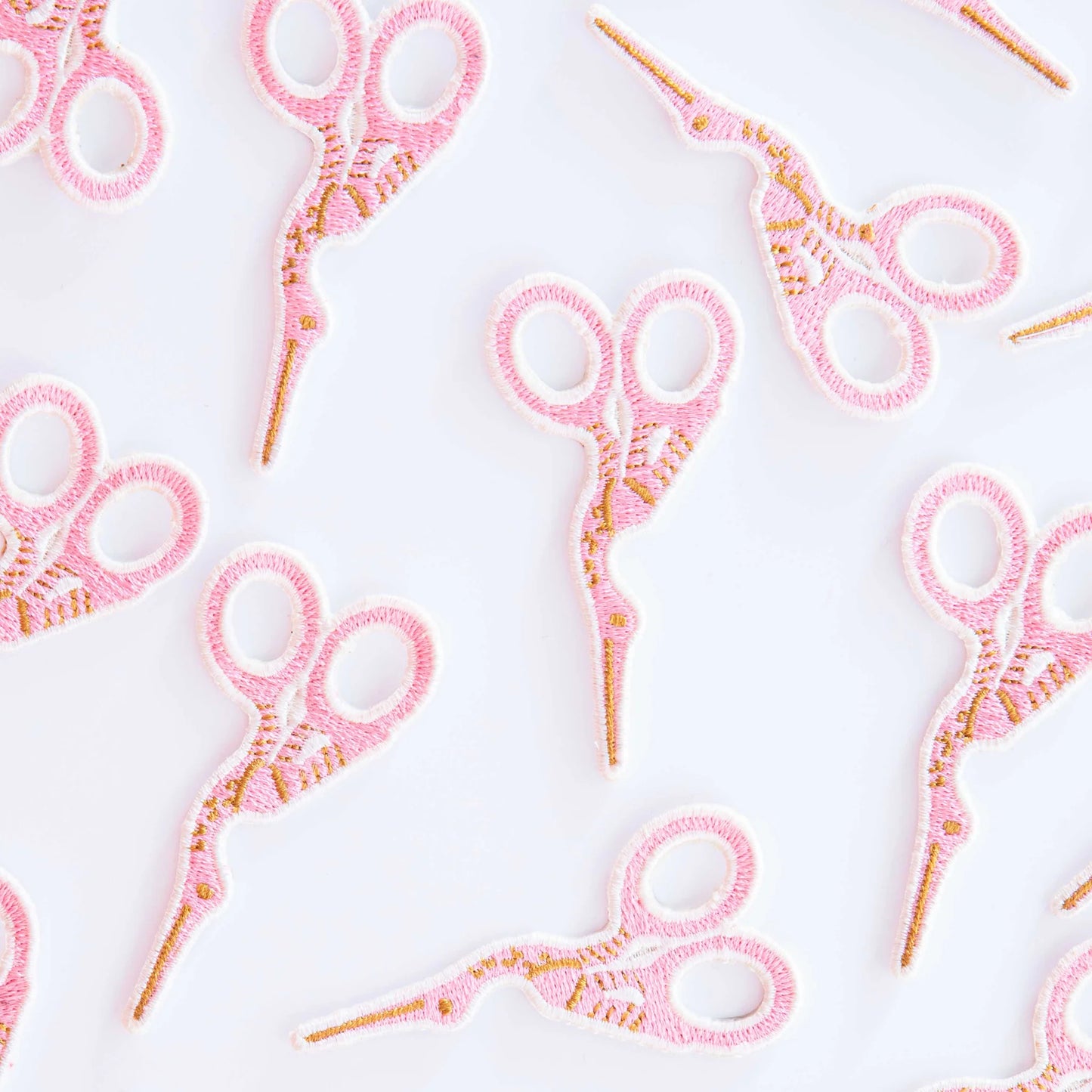 Pink Stork Scissor Iron-On Patch