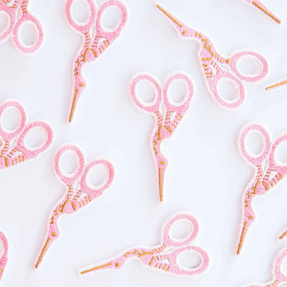 Pink Stork Scissor Iron-On Patch