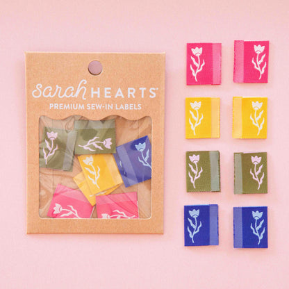 Tiny Floral Side Woven Sewing Labels Multipack