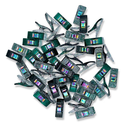 Emerald & Black Mixed Glitter Clips | Pack of 50