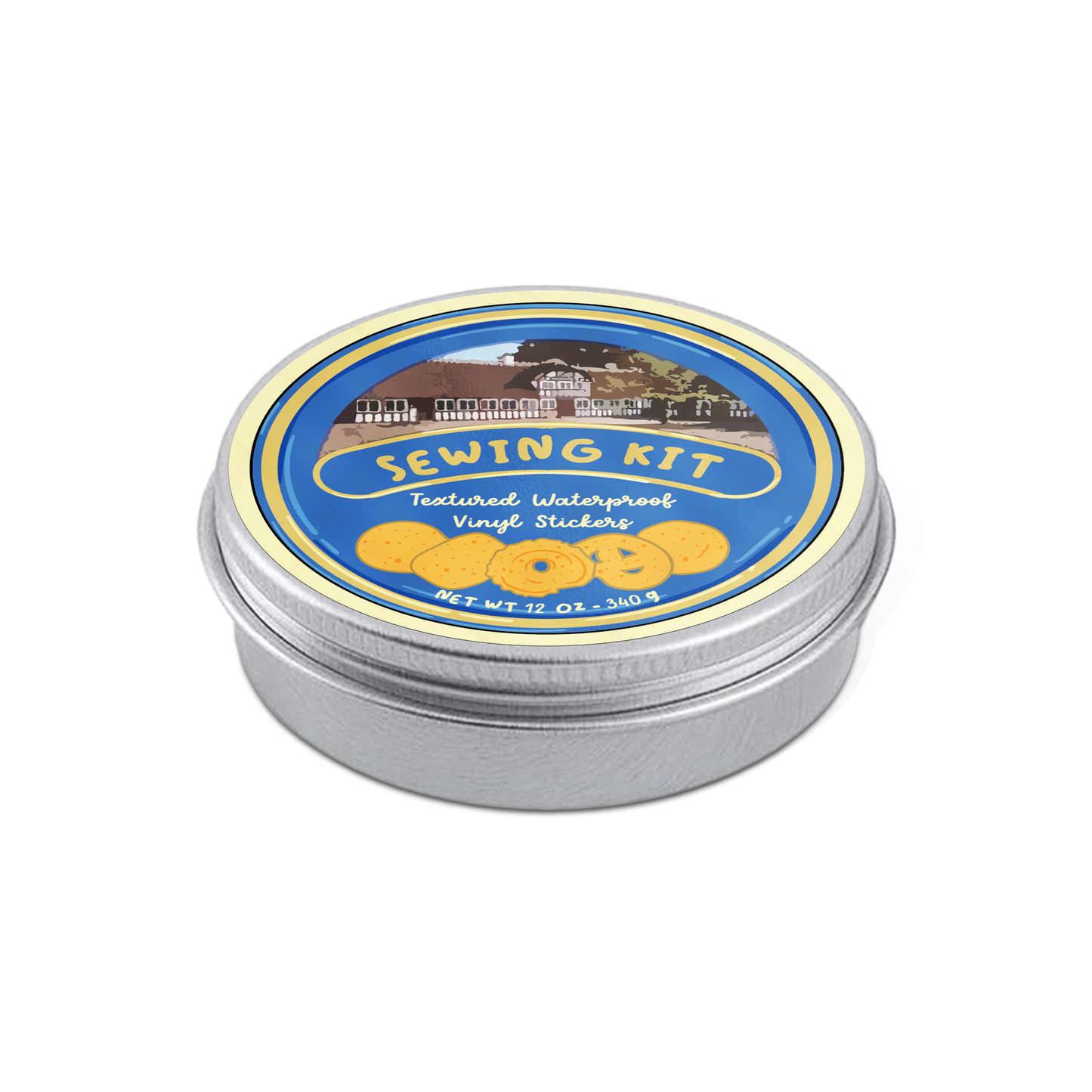 Sewing Kit Stickers Tin Can