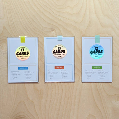Cards with Care Instructions for Knit & Sewn Gifts: Blue