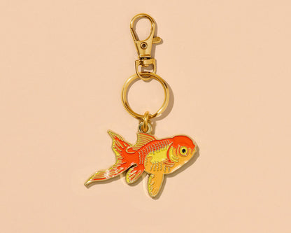 Enamel Keychain & Bag Charm—Pet Goldfish (Fish Trend, Gift)