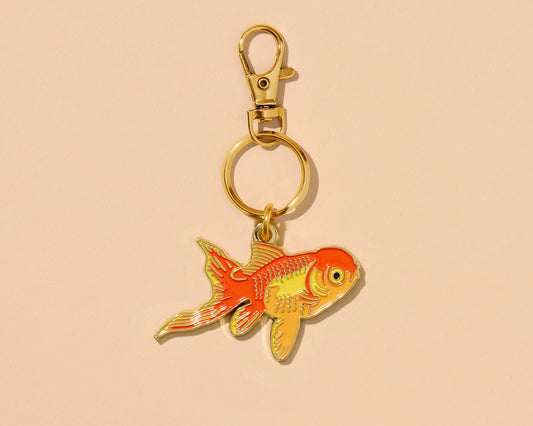 Enamel Keychain & Bag Charm—Pet Goldfish (Fish Trend, Gift)