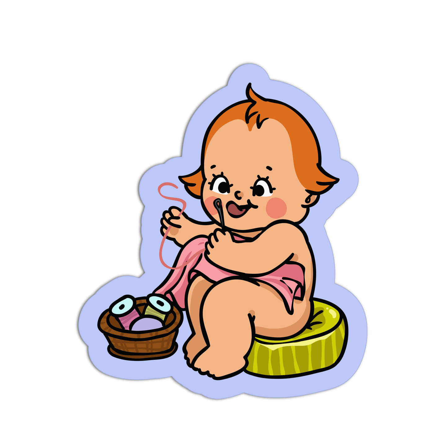 Happy Hemming Retro Babies Sewing and Knitting Sticker