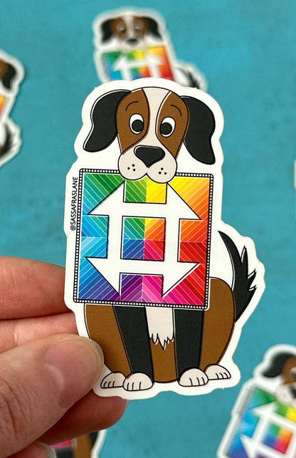 Dog & Mini Churndash Court Quilt Sticker