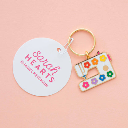 Daisy Sewing Machine Enamel Keychain - Bag Charm
