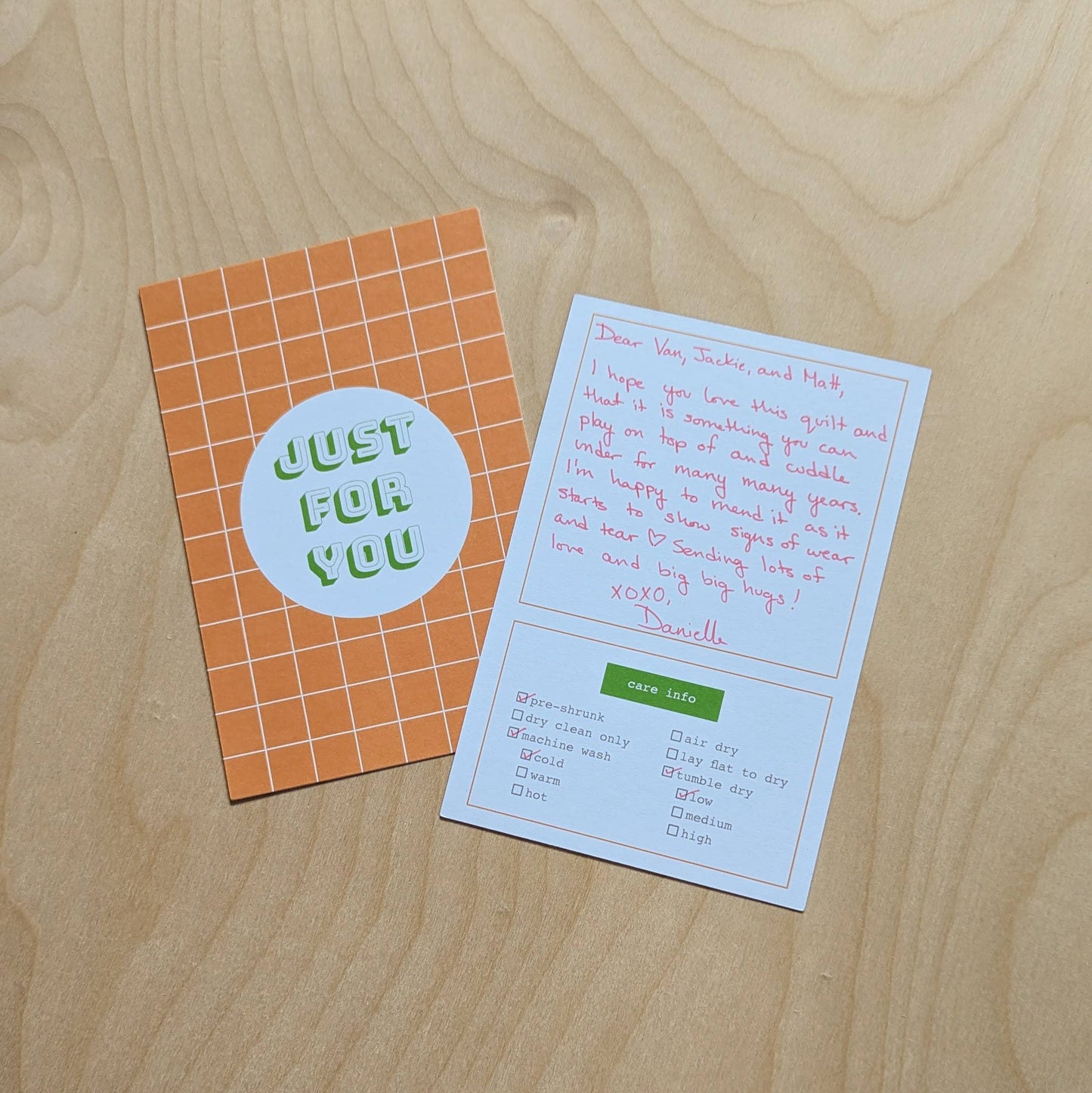 Cards with Care Instructions for Knit & Sewn Gifts: Blue