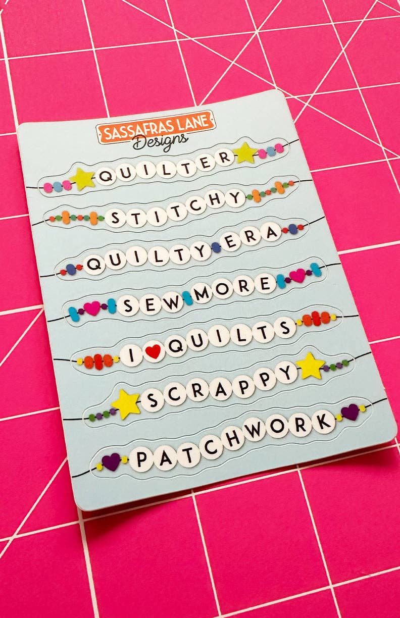 Friendship Bracelet Sticker Sheets: Quilty Themed (blue)