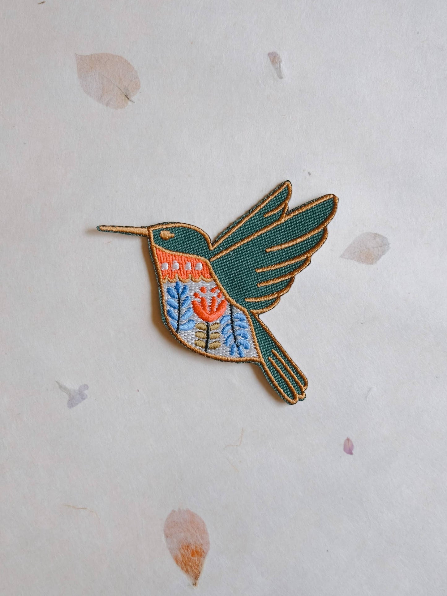 Hummingbird Iron-On Patch (New Size 2.63” x  2.75”)