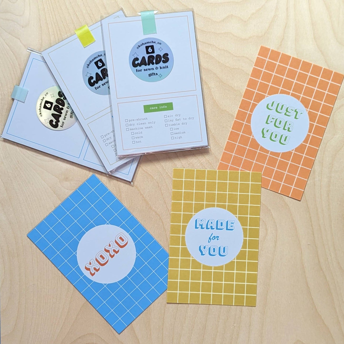 Cards with Care Instructions for Knit & Sewn Gifts: Orange
