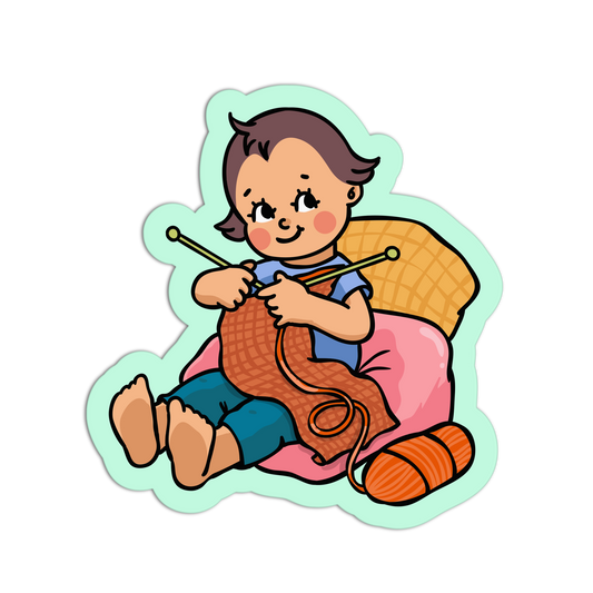 Cozy Skein Retro Babies Sewing and Knitting Sticker