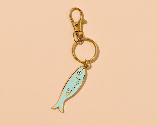 Enamel Keychain & Bag Charm—Sardine (Tin Fish, Foodie Gift)