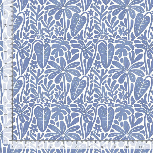 Palm Blockprint in White