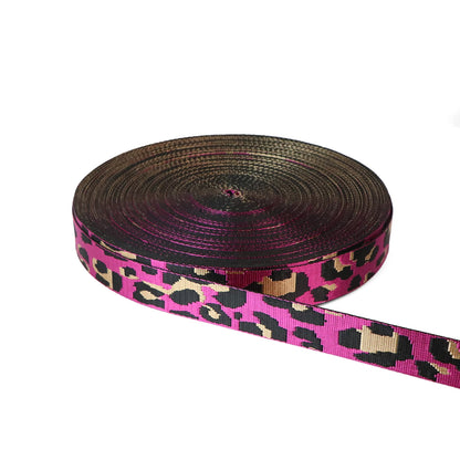 Leopard Violet Rose Webbing 1-1/2in