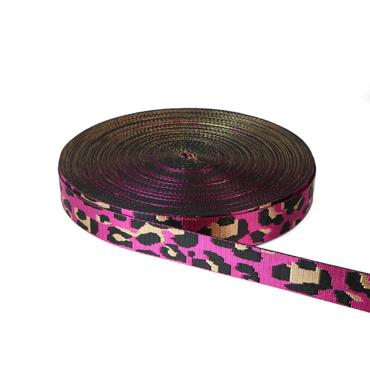 Leopard Violet Rose Webbing 1-1/2in