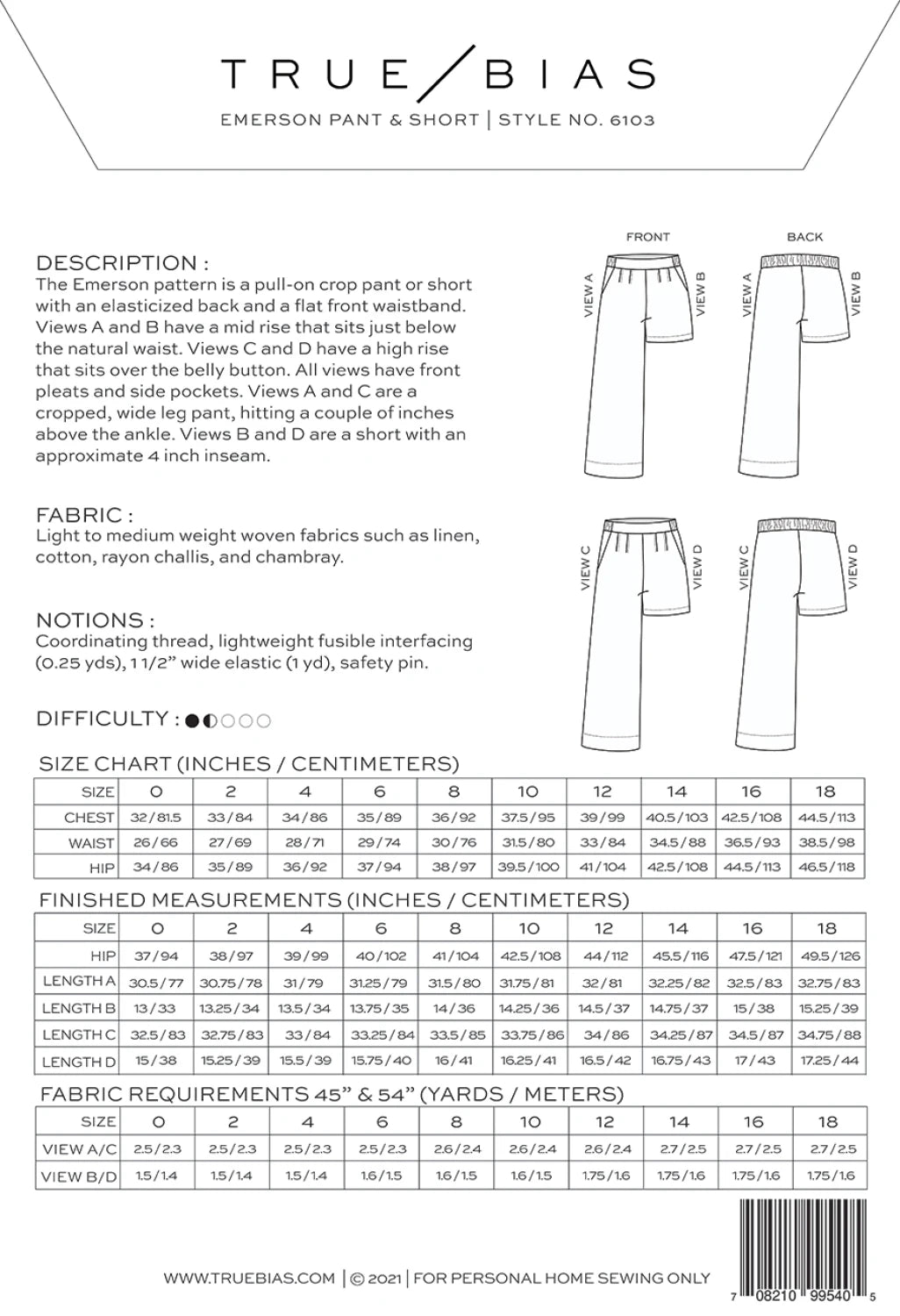 Emerson Pant Pattern