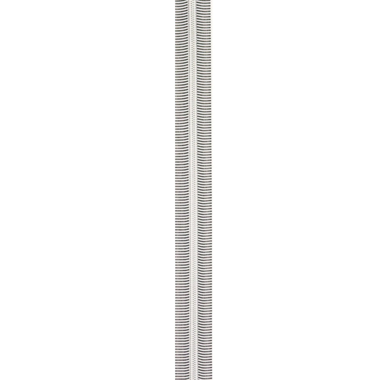 Black/White #5 Nylon Nickel Coil Zippers: 3 Yards with 9 Pulls