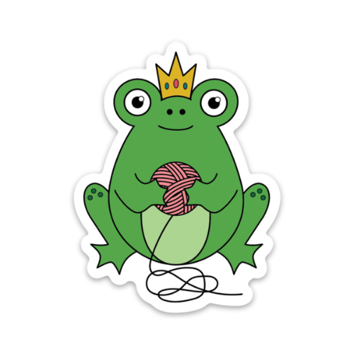 Frog Queen Knitting Sticker