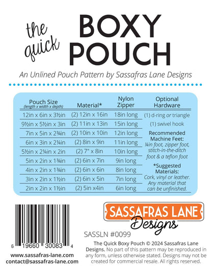 The Quick Boxy Pouch Pattern: Paper Pattern
