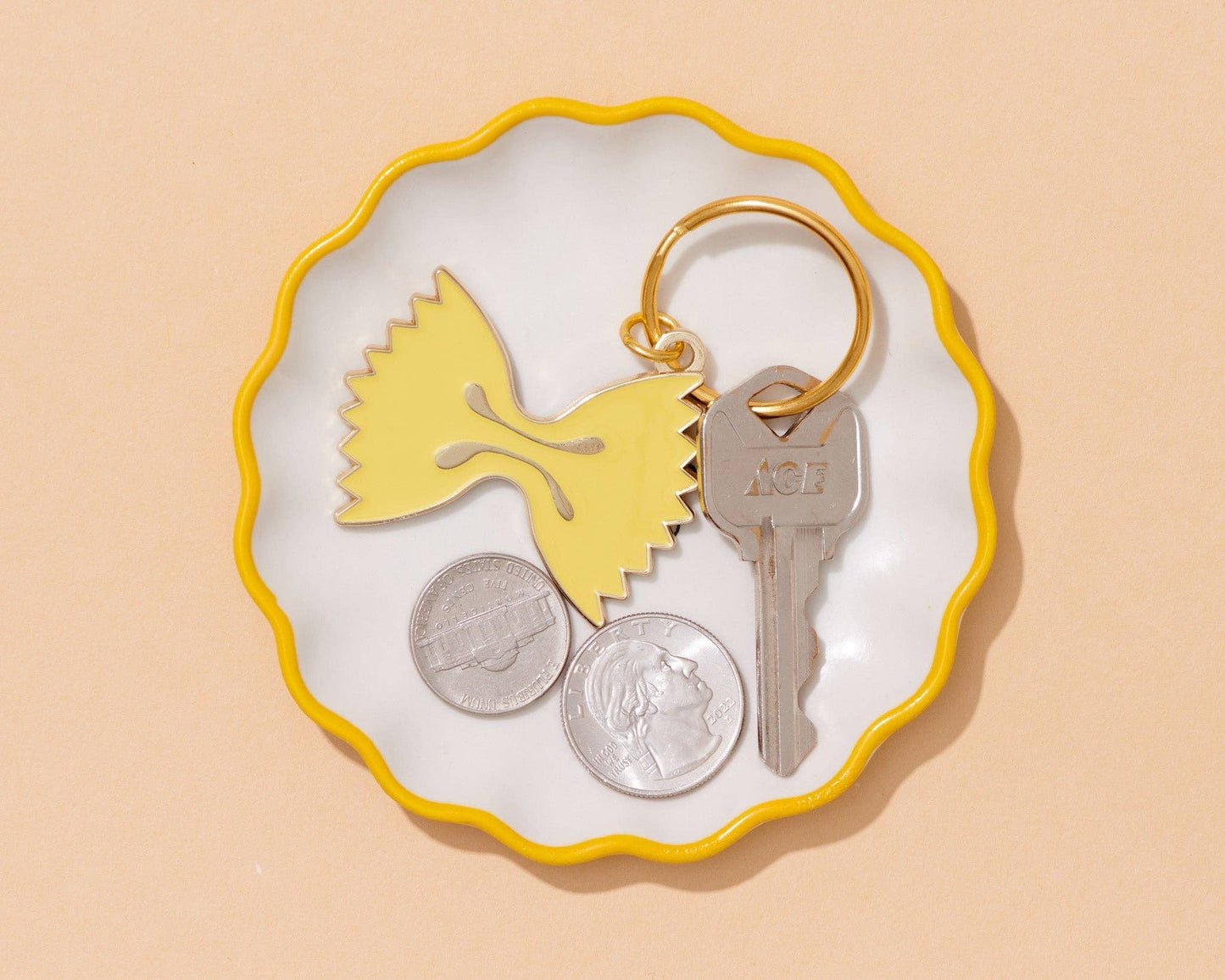 Enamel Keychain—Farfalle Bowtie Pasta: Keyring + Lobster Clasp