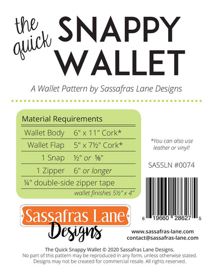 The Quick Snappy Wallet Pattern: Paper Pattern