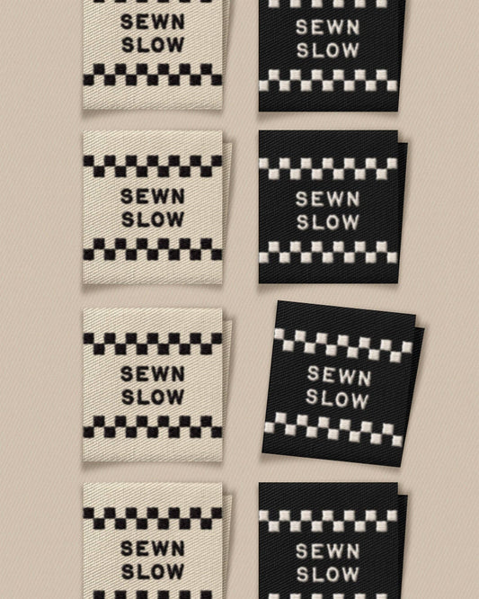 Sewn Slow Square Garment Labels: Set of8