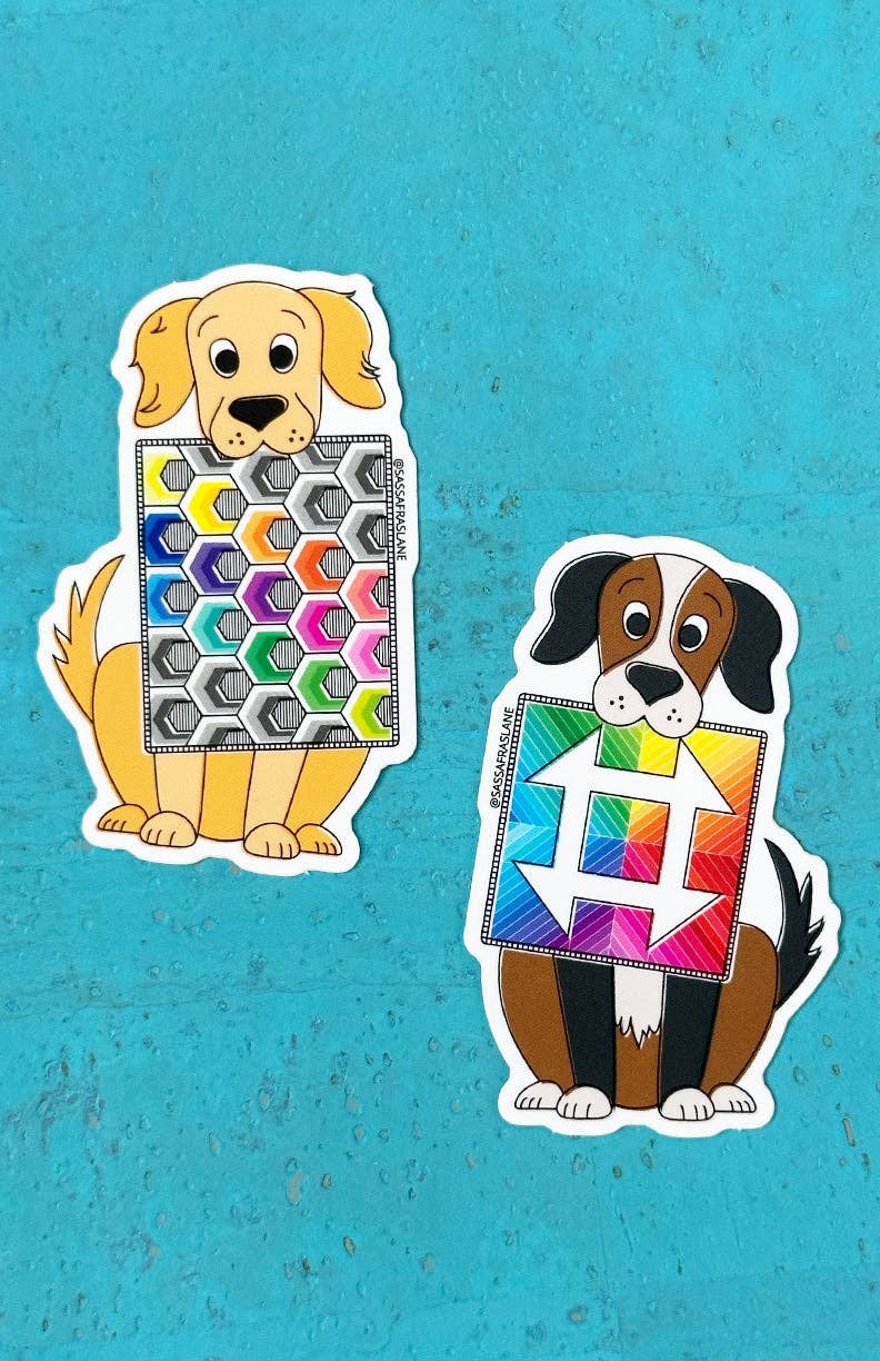 Dog & Mini Churndash Court Quilt Sticker