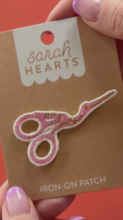 Pink Stork Scissor Iron-On Patch