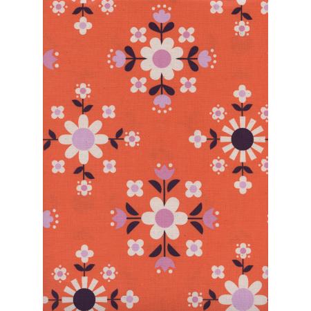 REMNANT: Florametry - Sweet Orange Unbleached Cotton Fabric