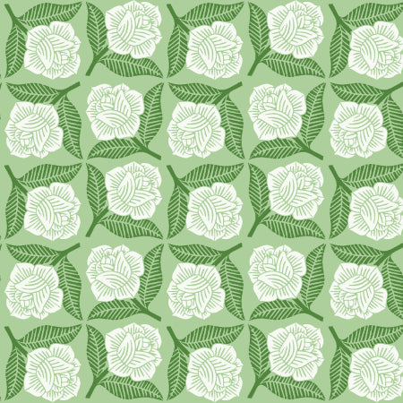 Sweet Rose in Green Canvas Fabric