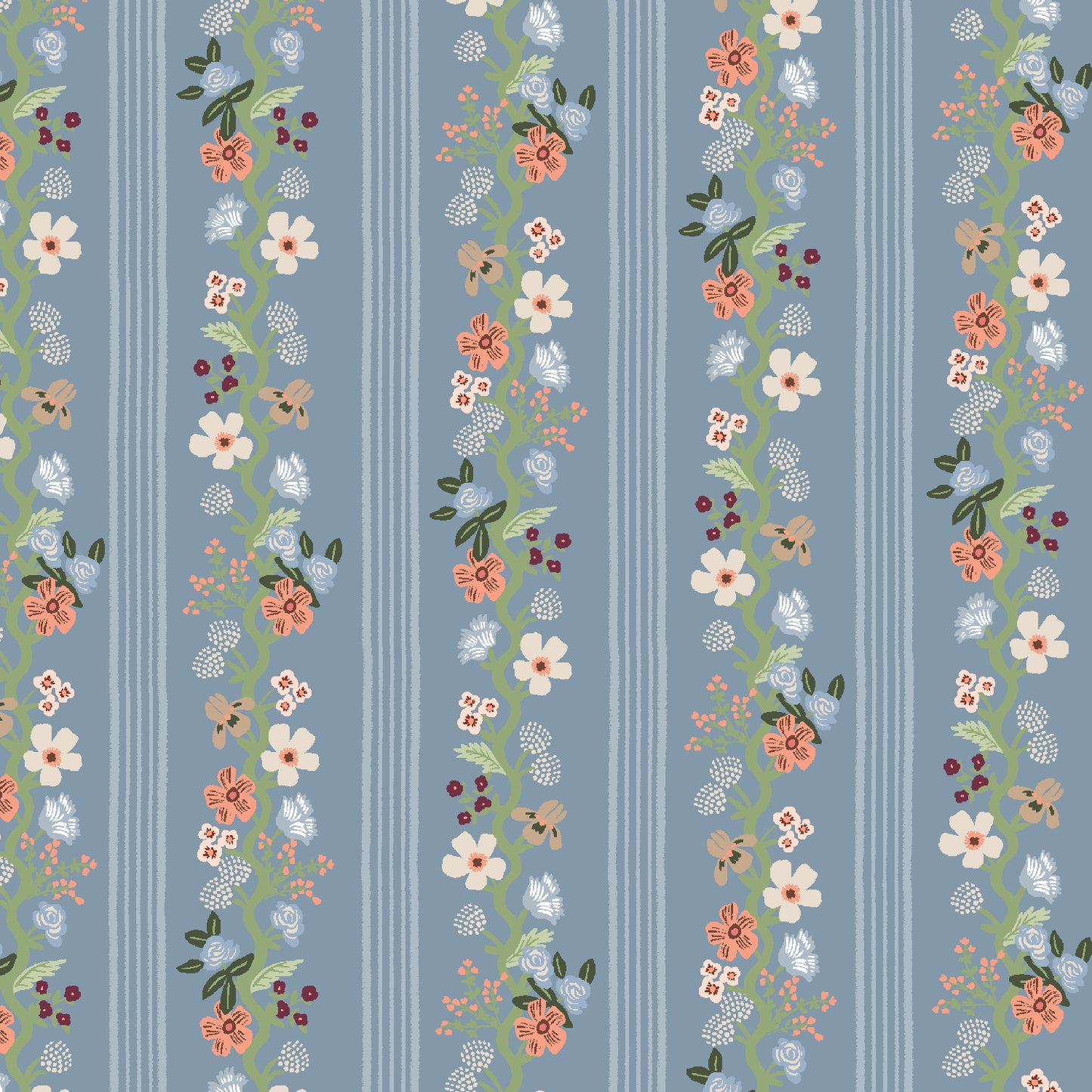 Floral Trellis Stripe in Slate