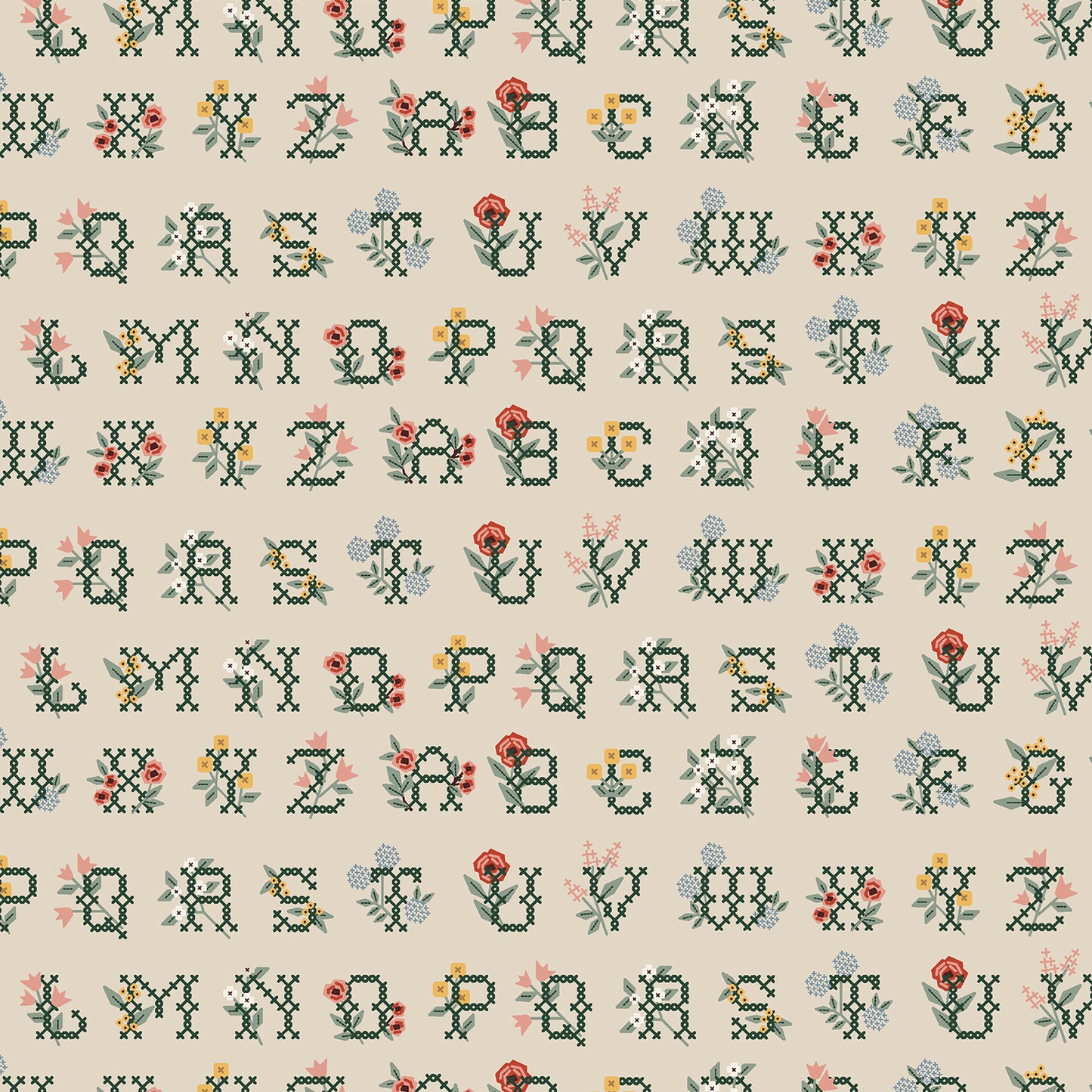 Cross Stitch Letters in Linen