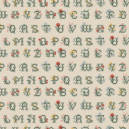 Cross Stitch Letters in Linen