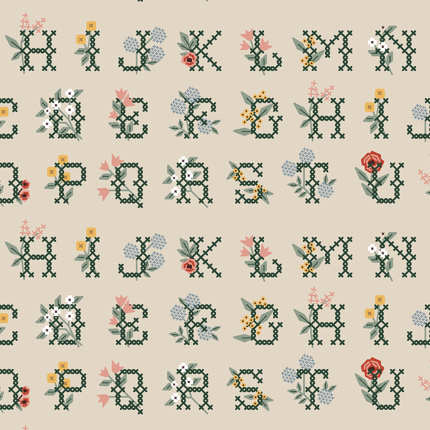 Cross Stitch Letters in Linen