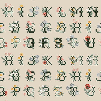Cross Stitch Letters in Linen