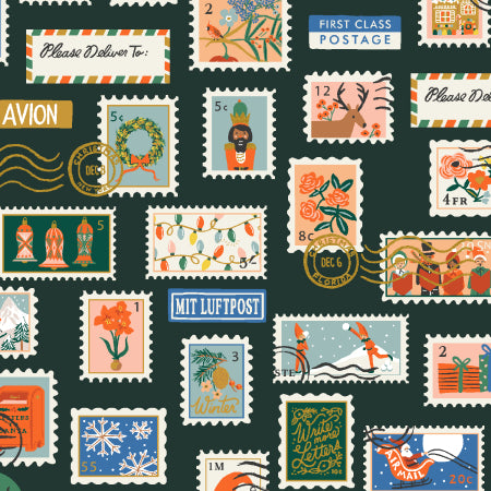 Holiday Stamps in Evergreen CANVAS