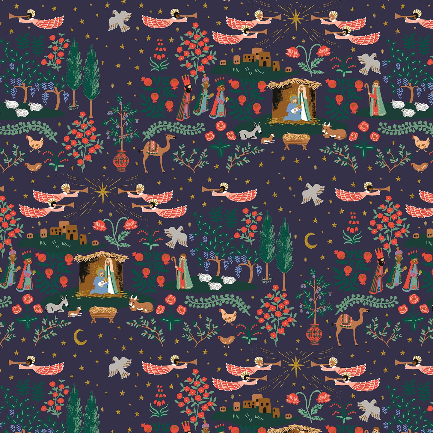 Nativity in Navy And Metallic Gold