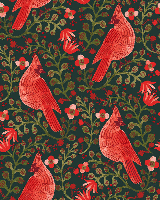 Cardinals in Evergreen Metallic